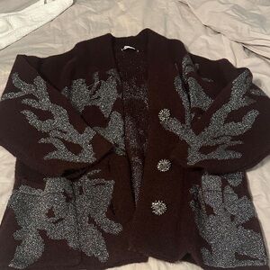 Zara Brown Cardigan with Silver Detailing